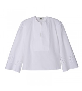 Longchamp Blouse White - Poplin embroidered
