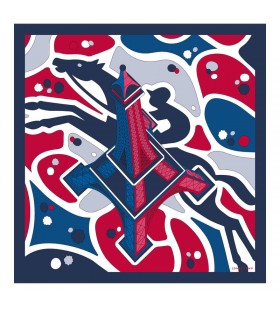 Longchamp Equestrian Tower Silk scarf 70 Red - Silk