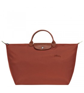 Longchamp Le Pliage Verde L saco de Viagem de Castanha - de lona Reciclada
