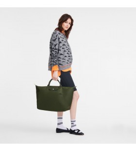 Longchamp Le Pliage Verde L saco de Viagem Floresta - lona Reciclada