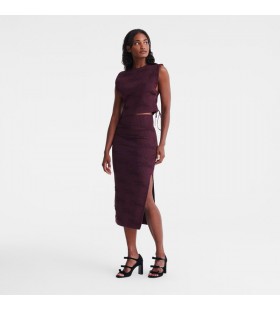 Longchamp Midi sciorta Eggplant - Knit