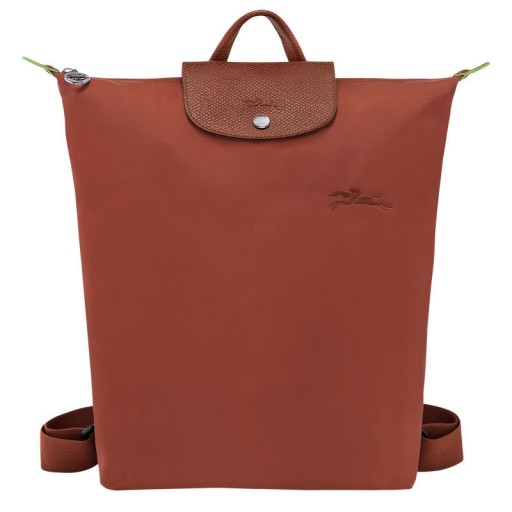 Longchamp Le Pliage Verde M Zaino Castagno - Tela