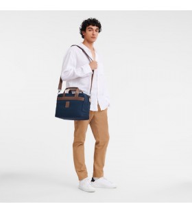 Longchamp Boxford S borsa da Viaggio Blu - tela Riciclata