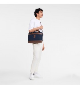 Longchamp Boxford S Valigetta Blu - tela Riciclata