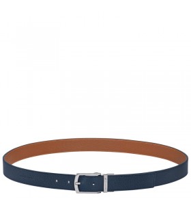 Longchamp Le Foulonné Men's belt Navy/Caramel - Leather