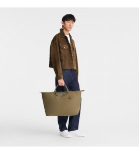 Longchamp Le Pliage Grønn L reiseveske Artisjokk - Resirkulert lerret