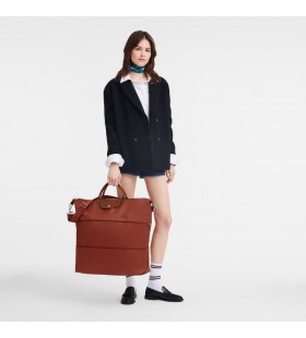 Longchamp Le Pliage Green Travel bag utvides Kastanje - Resirkulert lerret