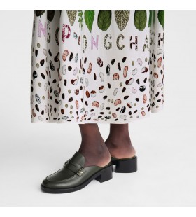 Japonki Longchamp Epure Timeless ze skÃ³ry w kolorze Khaki