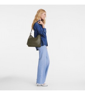 Longchamp Le Foulonné M Vagabond geanta Kaki din Piele