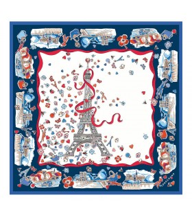 Longchamp Jazdecké Veža Hodvábna šatka 50 Ecru - Hodváb