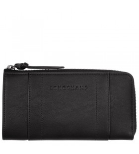 Longchamp 3D Zips okolo peÅˆaÅ¾enka ÄŒierna - KoÅ¾a