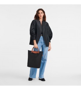 Longchamp Le Pliage Originalna torba-Ñ‚Ð¾ÑƒÑ‚ M, Crna - Platno