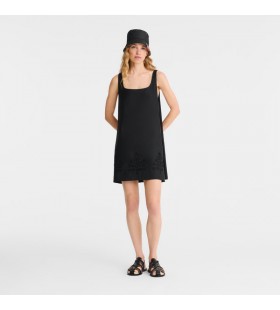 Haljina Longchamp od crne tkanine s vezom