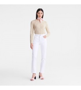 Longchamp Pantolon Beyaz-Gabardin