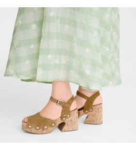 Longchamp La Cigale Sandalet Ceviz-Deri