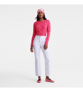 Longchamp Pantolon Ekru işlemeli gabardin