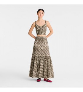 Longchamp Largo de la falda de la Alcachofa - Vichy impresiÃ³n velo