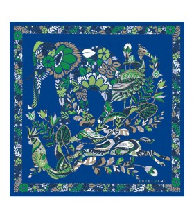 Longchamp ForÃªt bufanda de Seda 50 Brillante Azul de Seda