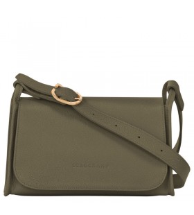 Longchamp Le FoulonnÃ© M Crossbody bolso de color Caqui de Cuero