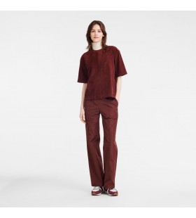 Longchamp Corto de cuero de la parte superior en color BorgoÃ±a Cuero