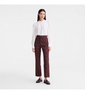 Longchamp Pantalones de Berenjena - Impreso de gabardina
