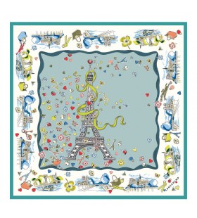 Longchamp Ecuestre de la Torre de la bufanda de Seda de 50 Vervain - de Seda