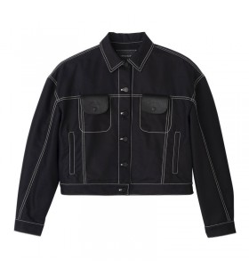 Longchamp Topstitching krÃ¡tkÃ¡ bunda ÄŒernÃ¡ - Kaftan