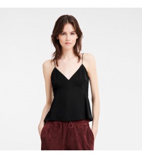 Longchamp TenkÃ½ popruh top Black - Tekutiny krep