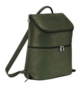 Longchamp Le Foulonné Rugzak Khaki - Leer