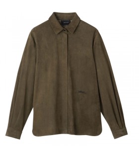 Longchamp Rechte leer shirt Khaki - Leer