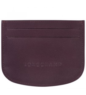 Longchamp Épure titulaire de la Carte d'Aubergine - Cuir
