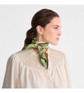 Longchamp Dans le potager foulard de Soie 70 Laurier - Soie