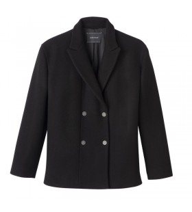 Longchamp Gerade peacoat Schwarz - Wolle-glÃ¤nzende Baumwollstoff