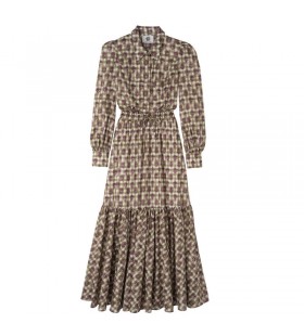 Longchamp Lange Kleid Artischocke - Vichy-print Schleier