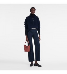 Longchamp Le Roseau XS Eimer Tasche Kastanie - Leder