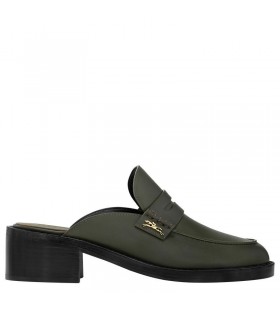 Longchamp Epure Zeitlose Pantoletten Khaki - Leder