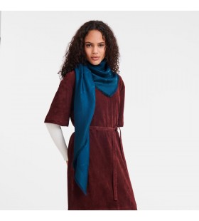 Longchamp Le Roseau Schal Tinte blau Seide-Mischung